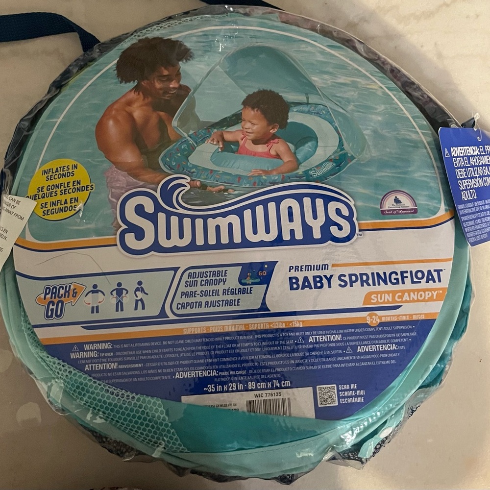 SwimWays Baby Spring Float with Sun Canopy - Blue